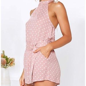 Pink polkadot romper for women brand new